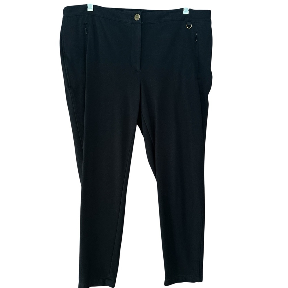 Talbots Ponte Knit Ankle Pants 16W Petite Black Slim Fit Stretch
